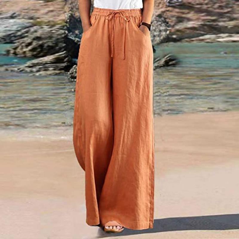 Women S Casual Cotton Linen Blend Wide Leg Pants