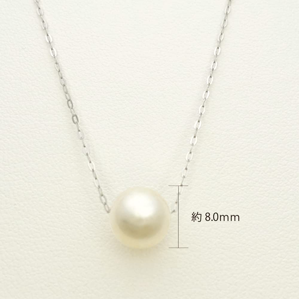 Pt Akoya Pearl Necklace with Hanadama Certificate Platinum Pearl Through Single 8mm Pearl [Hana Kirari] 8.0mm / Necklace, (Pt900)