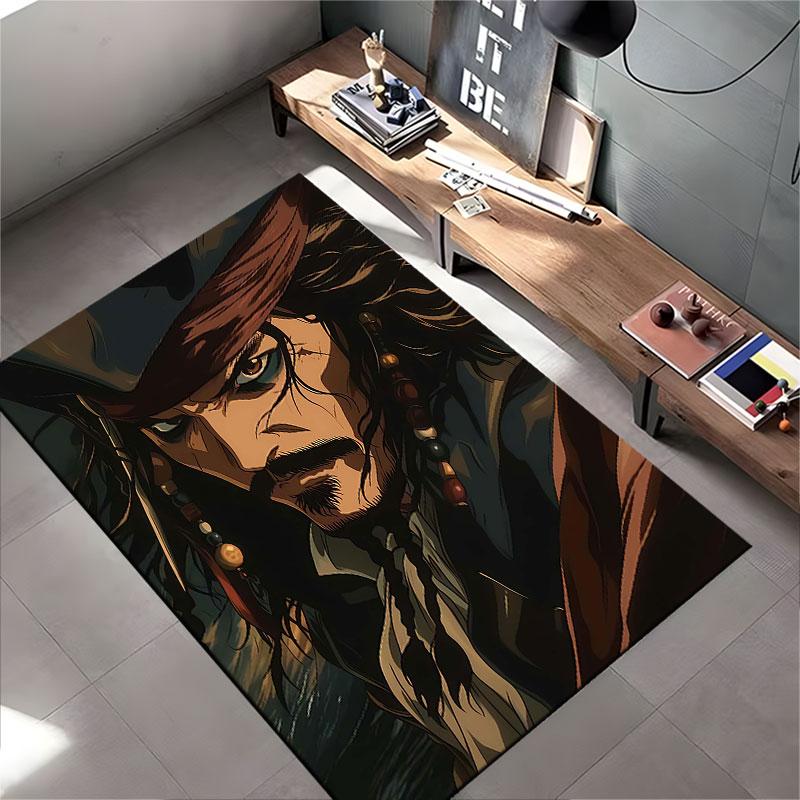 Pirate Style Illustration Carpet suitable as a non-slip mat for the living room or bedroom sofa