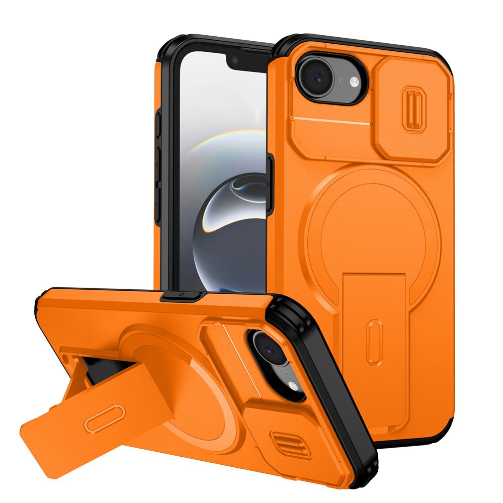 KEYSION Противоударный бронированный магнитный чехол для iPhone 16e Силикон+ПК Сдвижная защита камеры Подставка Беспроводная зарядка Чехол для телефона