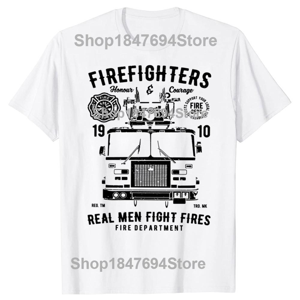 Funny Firefighter Fire Department Fireman Patent T-shirt Men Women Hip Hop Oversized T Shirt 100% Cotton Comfort T-shirts