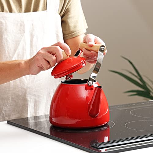 Pearl Metal Crevia Enamel Kettle 2.5L Red