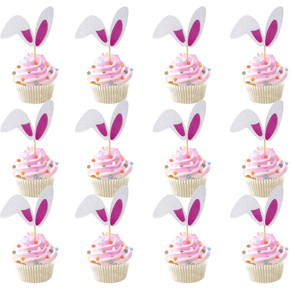 Easter Theme, Cute Rabbit Ears, Integrated Baking, Cake Flag, Party Decoration, Plugin Supplies