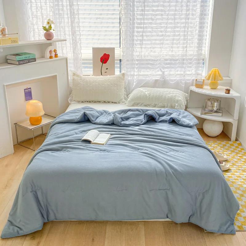 Новое клетчатое летнее одеяло с возможностью проветривания, удобное тонкое моющееся одеяло