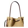 TORY BURCH Romy BUCKET All-over braided design raffia tree and leather shoulder bag large size women's beige 183250-254