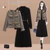 2024 Plus Size Women's Slimming Two-Piece Autumn/Winter Cardigan & Dress Set