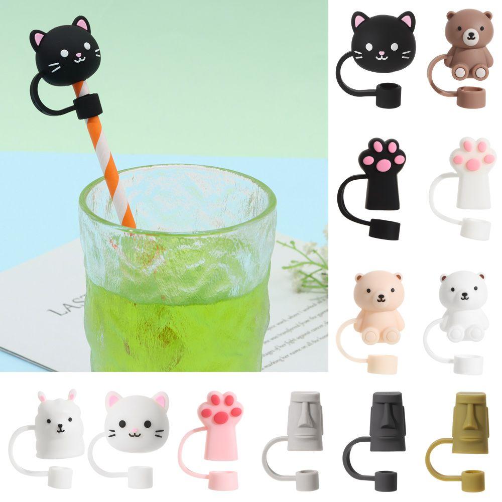 Reusable Splash Proof Straw Tips Cover Cup Accessories Drinking Dust Cap Silicone Straw Plug