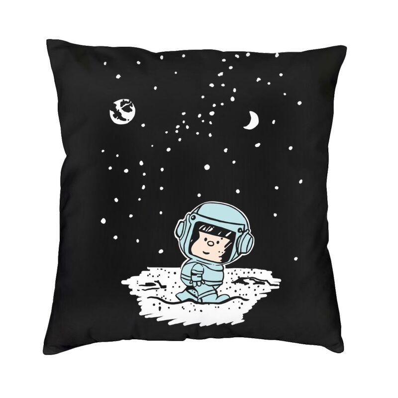 Happy Mafalda Square Pillow Cover Decoration Argentina Manga Quino Comic Cushion Cover Throw Pillow Sofa Doublesided Printing