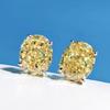 Sterling Silver 100% 925 8*10mm Yellow Pink High Carbon Diamond Stud Earrings For Women Sparkling Wedding Fine Jewelry