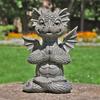 Small Dinosaur Meditate Buddha Sculpture Resin Ornament Home Room Desk Dragon Meditated Statue Model Garden Outdoor Yard Decorat