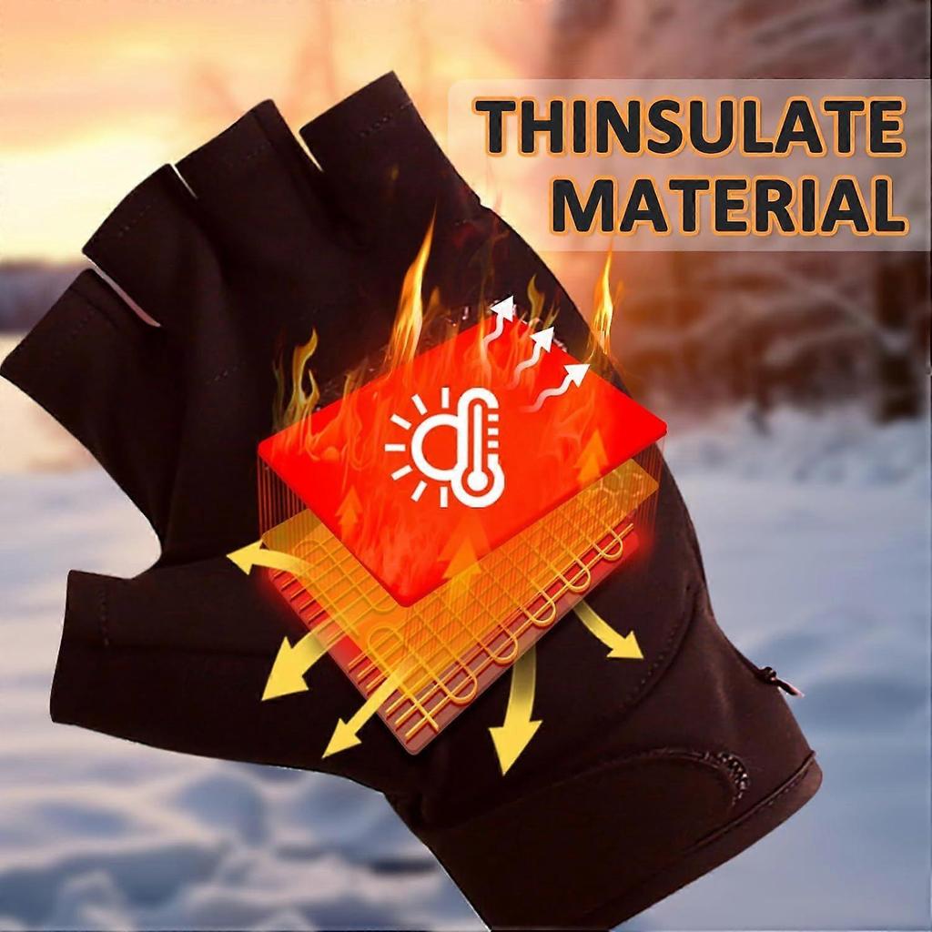 Fingerless Heated Gloves for Men & Women, Rechargeable Electric Touchscreen