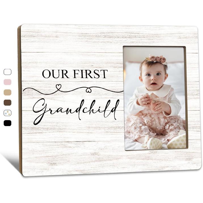 First Granddaughter Gifts Picture Frame 4x6, First Time Grandparents Gifts Photo Frame, New Baby Gift for Grandparents, New Grandparent Gift Wooden
