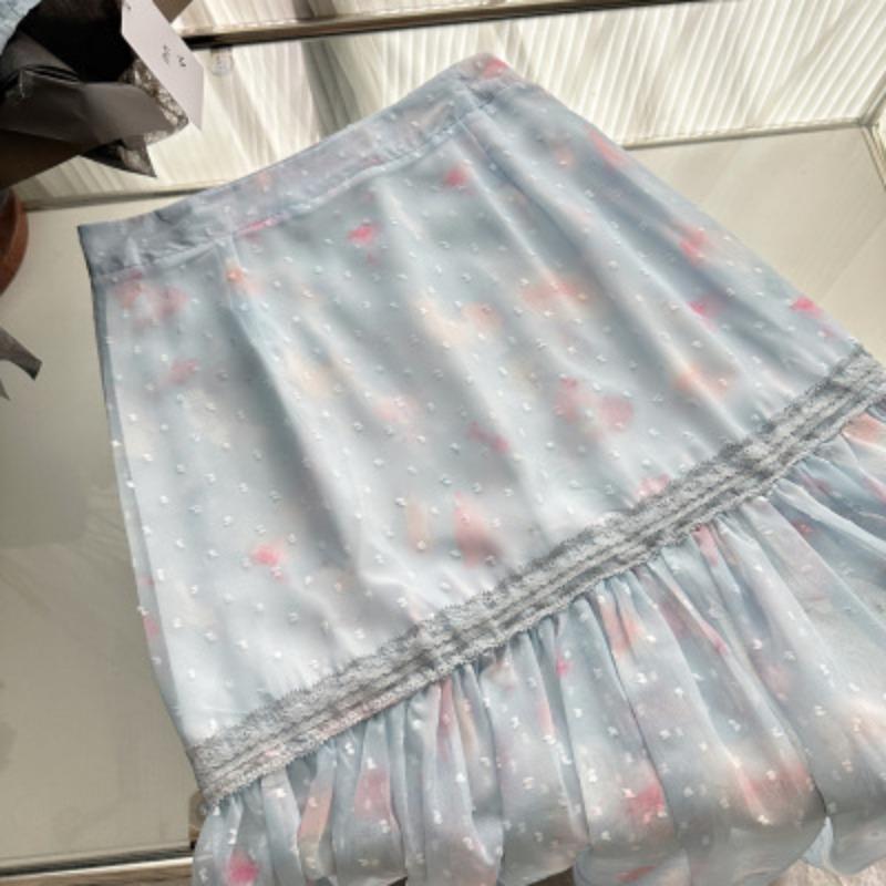 Синий комплект из 2 предметов платья 2025 Лето Французский ретро Элегантный облегающий топ Y2k + милые юбки Сказочный стиль Эстетика пляжной вечеринки