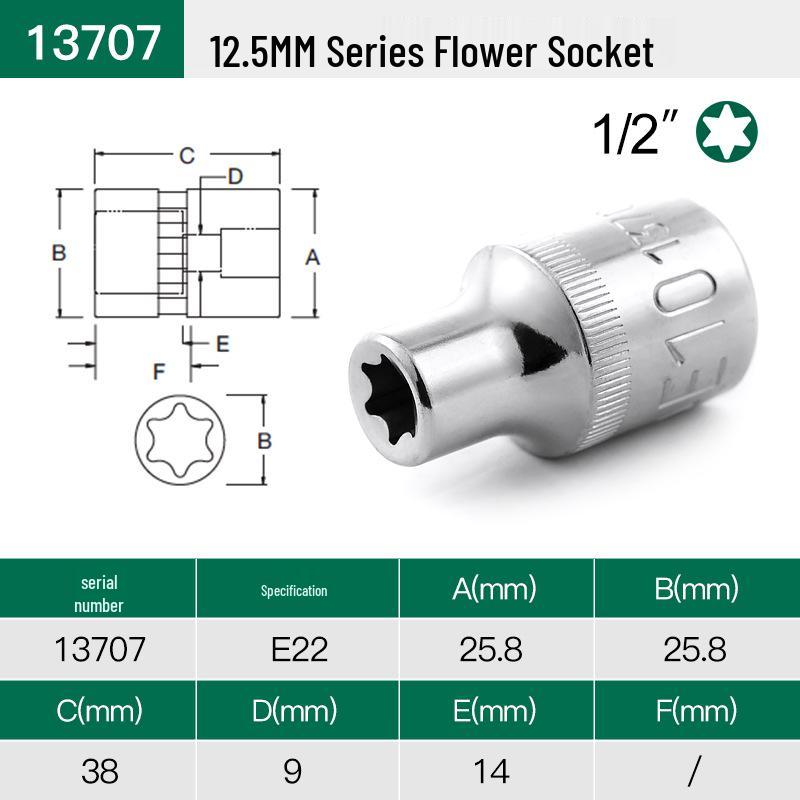 SATA Torx E-Type 12.5mm Hexalobular Socket Tool