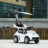 2-in-1 Slide Car, Removable Canopy, Lights, Music, Horn, Plastic and Metal, 96 x 39 x 90 cm, White/Black