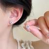 Heart-Shaped Pink Zircon Diamond Earrings for Women: Elegant and Fashionable Peach Heart Design
