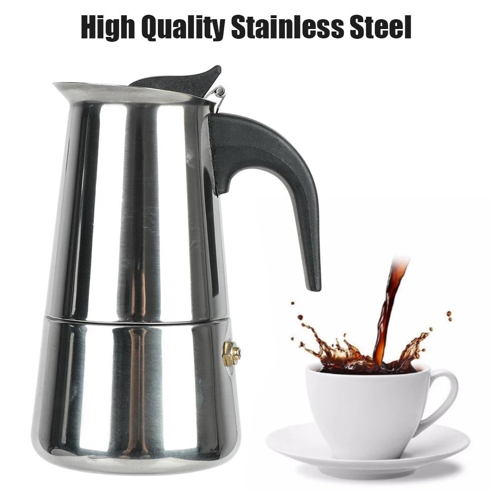Mocha Espresso Latte Stovetop Filter Coffee Pot for Kitchen 2/4/6 Cups Stainless Steel Moka Coffee Maker Coffee Maker Pot