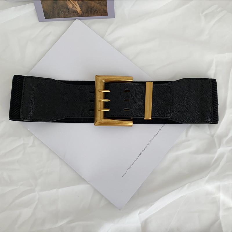 Chic Wide Waist Belt For Women Street Style With Unique Square Buckle Design