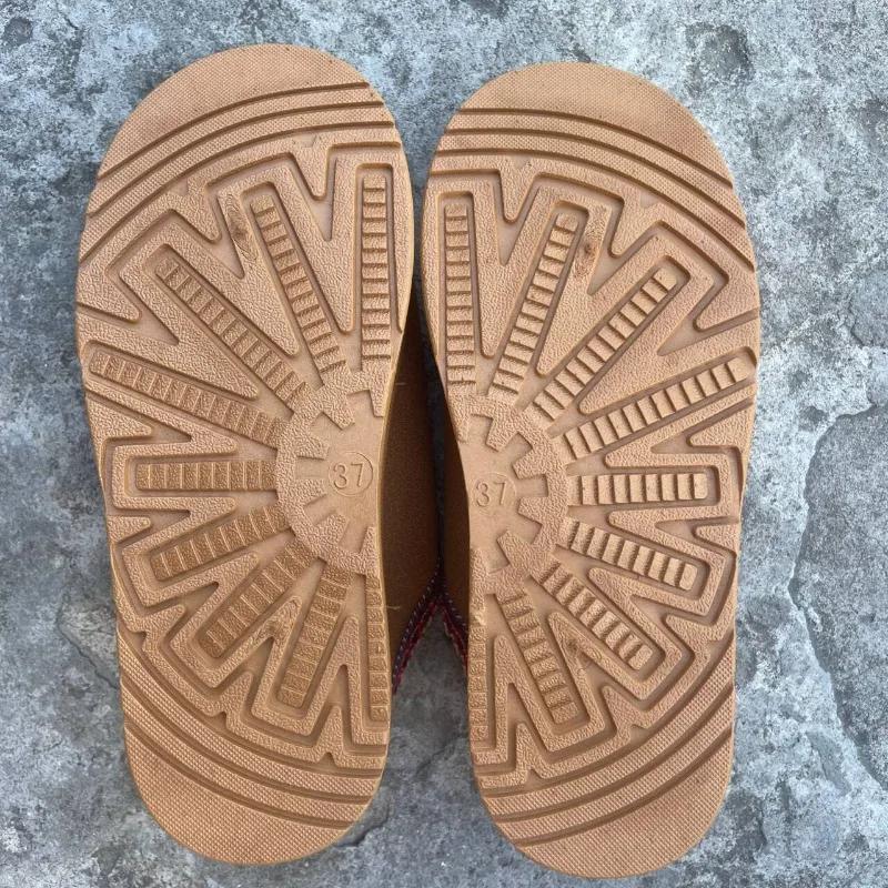 Женские шерстяные тапочки Теплая платформа Шерстяные низкие угги Тапочки Женские уличные Нескользящие ботинки Обувь для женщин 2024 Новинка