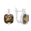 Серебряные серьги с натуральным раухтопазом (дымчатым кварцем), фианитами (2177968)
