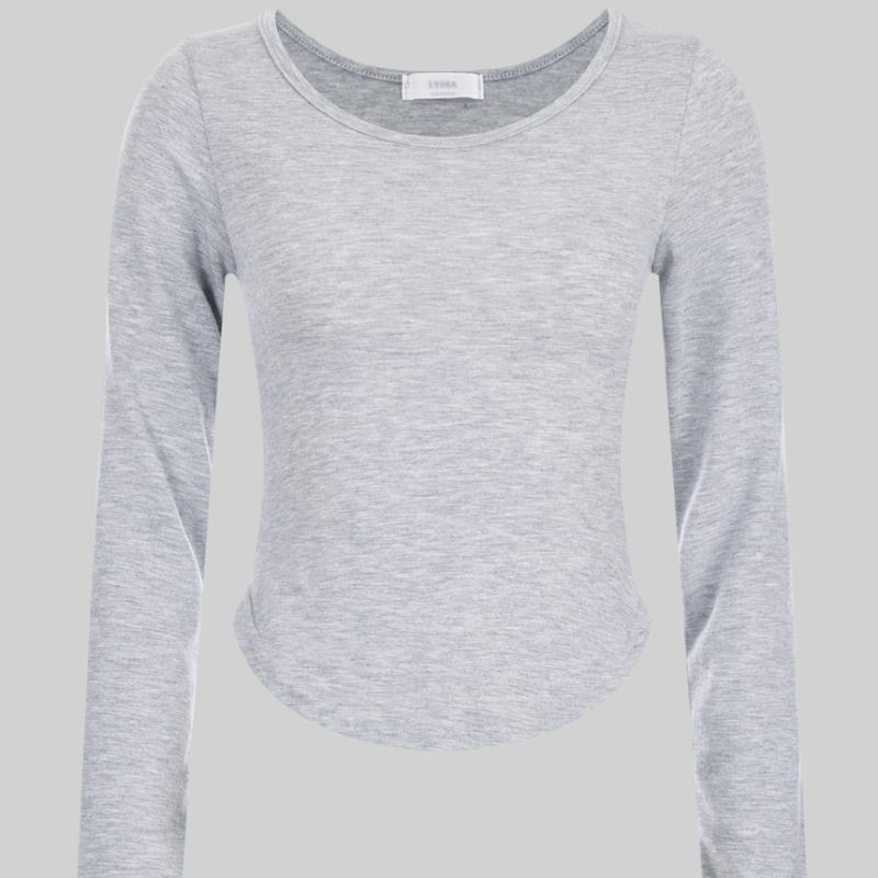 Shop Women S Korean Made Cotton Plain Curved Hem Long Sleeve Tee Lyd wSh A0072