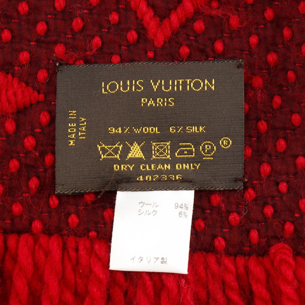 LOUIS VUITTON Escalp Logo Mania Scarf 402336 Monogram Red wool/silk Women Used