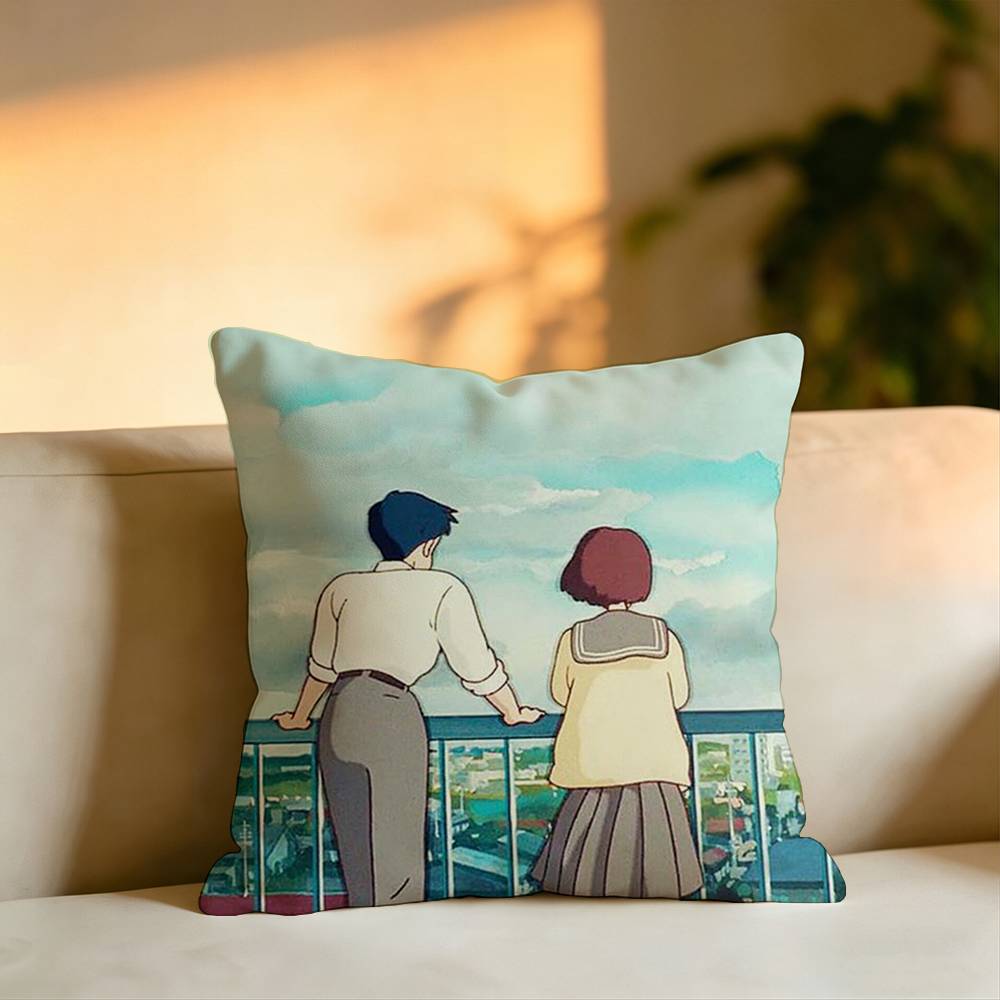 Anime Whisper of the Heart Square DoubleSided printed Pillow Case Bedroom Bedside Pillow Sofa Cushion Cover