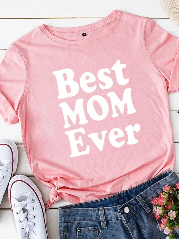 Лучшая мама когда-либо принт женская футболка короткий рукав O-образный вырез свободная женская футболка женская футболка топы одежда Camisetas Mujer