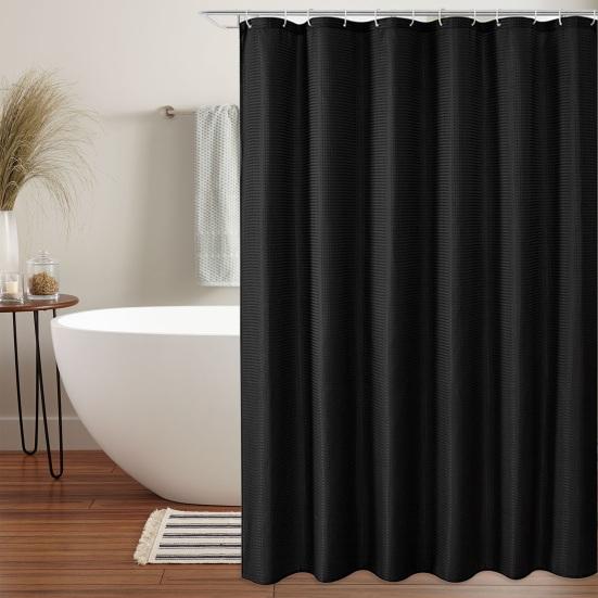 1 комплект занавесок для душа с крючками, вафельная текстура, многоцветный, плотный лен, легко