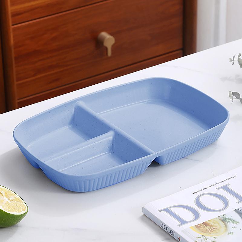 Divided Dish Diet Reusable Dinner Plate Kitchen Dinnerware Portion Plates For Adults 3 Compartments Microwave Safe