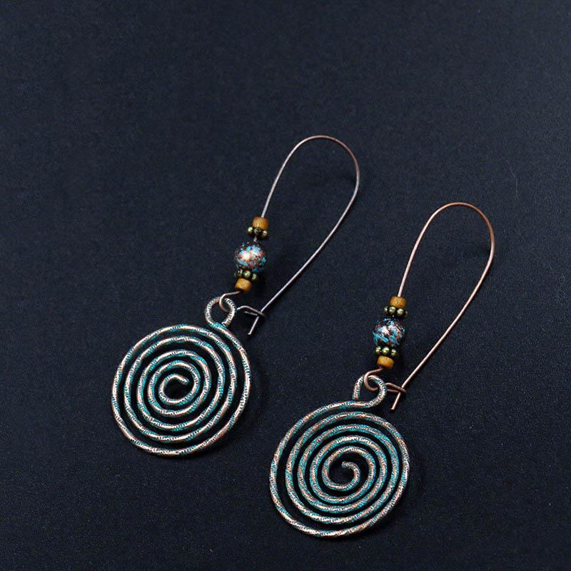 Этнические Винтажные Бохо Большие Серьги-Крючки Висячие Для Женщин Геометрические Лист Крыло Цветок Полый Круглый Бохо Серьги Антикварные Украшения