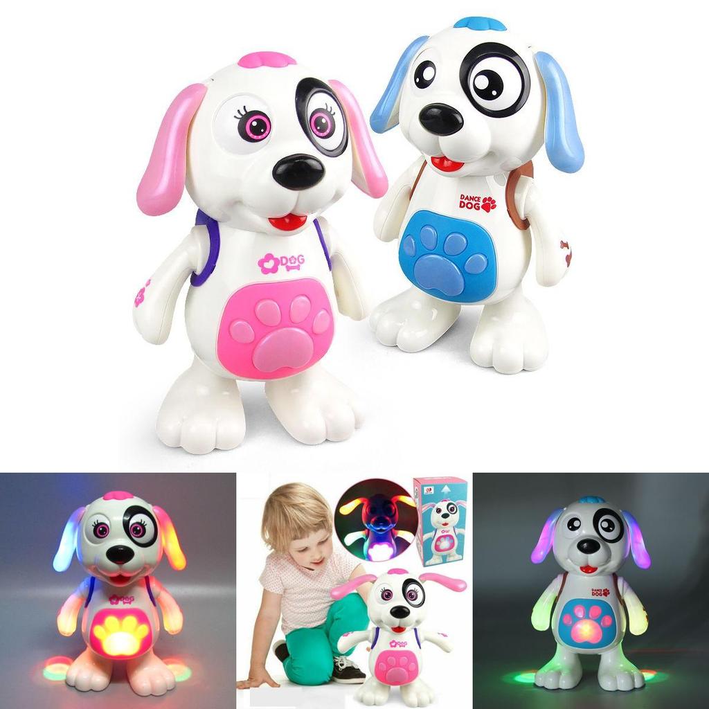 Очаровательная розовая светящаяся и музыкальная танцующая игрушка-собачка для девочек от одного до девяти лет