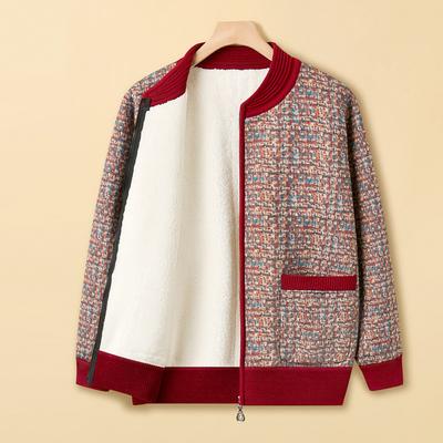 Осень Новый Стиль Пожилой Свитер Женский Мама Модный Кардиган Пожилая Женщина Полосатый Топ Бабушка Куртка