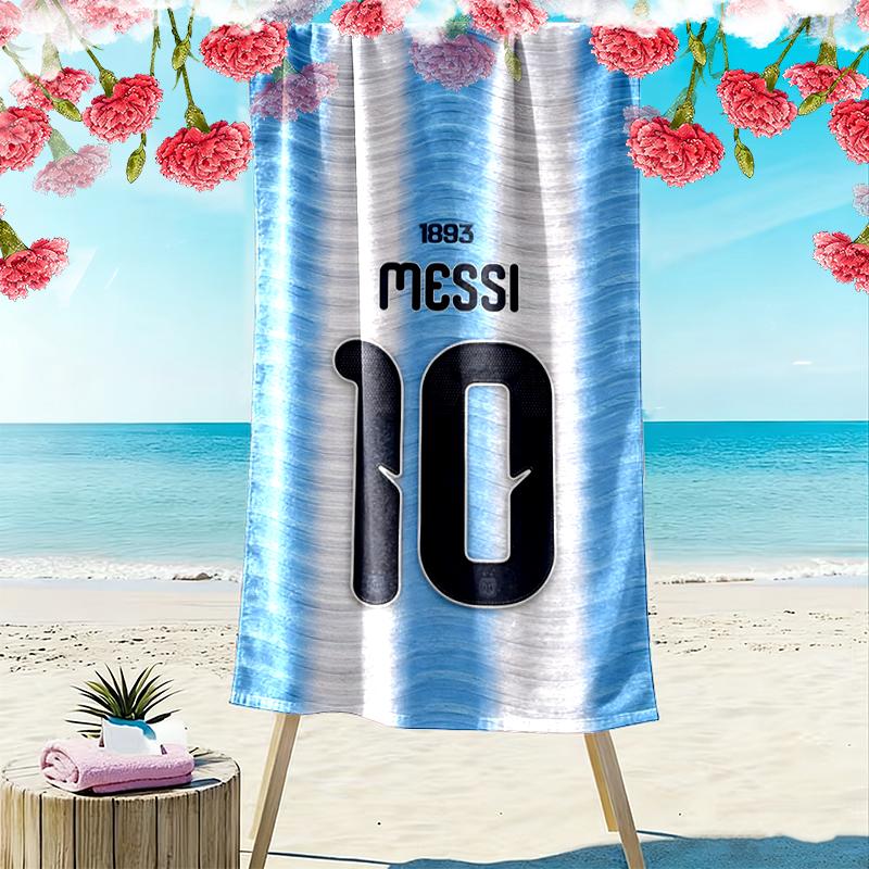 Football Star Messi Beach Towel, Lightweight Beach Towel, Tropical Style, Ideal Holiday Gift For Family