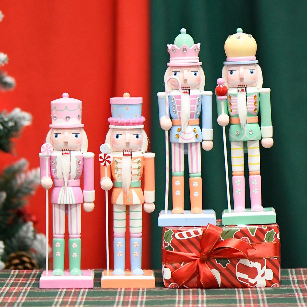 Macaron Color Nutcrackers Soldier Ornament 10 Inch Nutcracker Statues Doll Photo Props