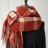 Red Plaid Imitation Cashmere Scarf Women's Fashion Autumn and Winter Warm Scarf Fringed Scarf Lightweight Autumn/Winter Blanket Wrap for Casual Outing