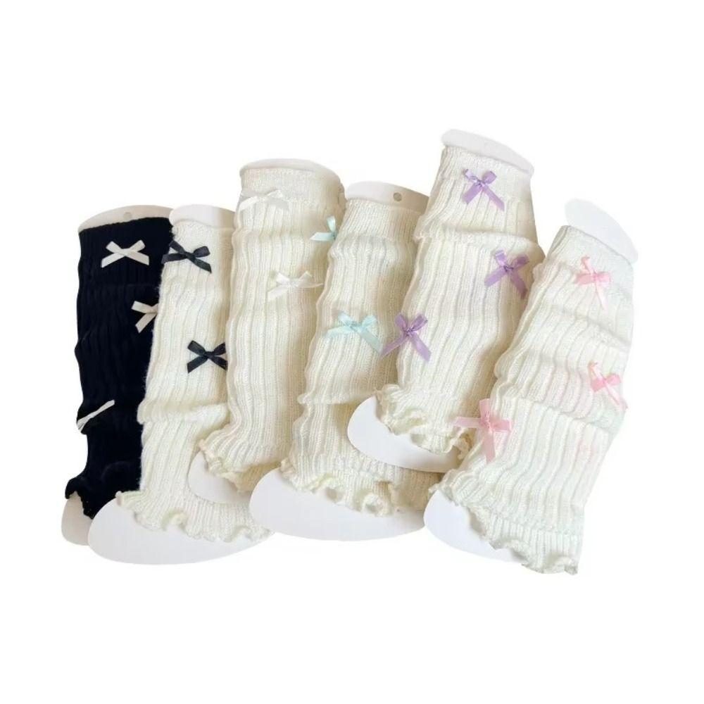 Bow Children's Sock Covers Knitted Warm Leg Warmers Sweet Knitted Sock