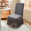 Jacquard Dining Chair Cover Elastic Chair Slipcover with Long Ruffled Skirt Stretchy Chair Cover for Dining Room Wedding Banquet Decor