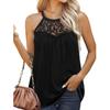 Летняя модная кружевная блузка без рукавов для женщин, сексуальный повседневный свободный жилет, рубашка с лямкой на шее, однотонный топ с принтом 25193