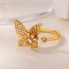 Вращающиеся кольца-бабочки с цирконами для снятия тревоги для женщин, золотистого цвета, из нержавеющей стали, антистрессовые кольца-спиннеры, эстетичные украшения