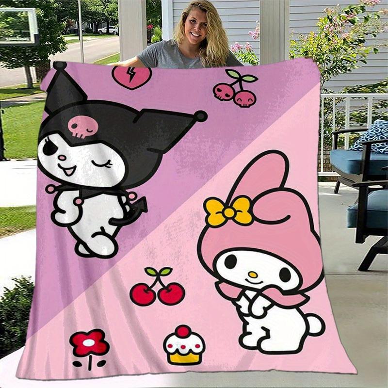 1шт. Милое одеяло с принтом Sanrio Kuromi и My Melody - Идеально для дома, офиса, улицы, идея для подарка, подходит для всех сезоновz041779