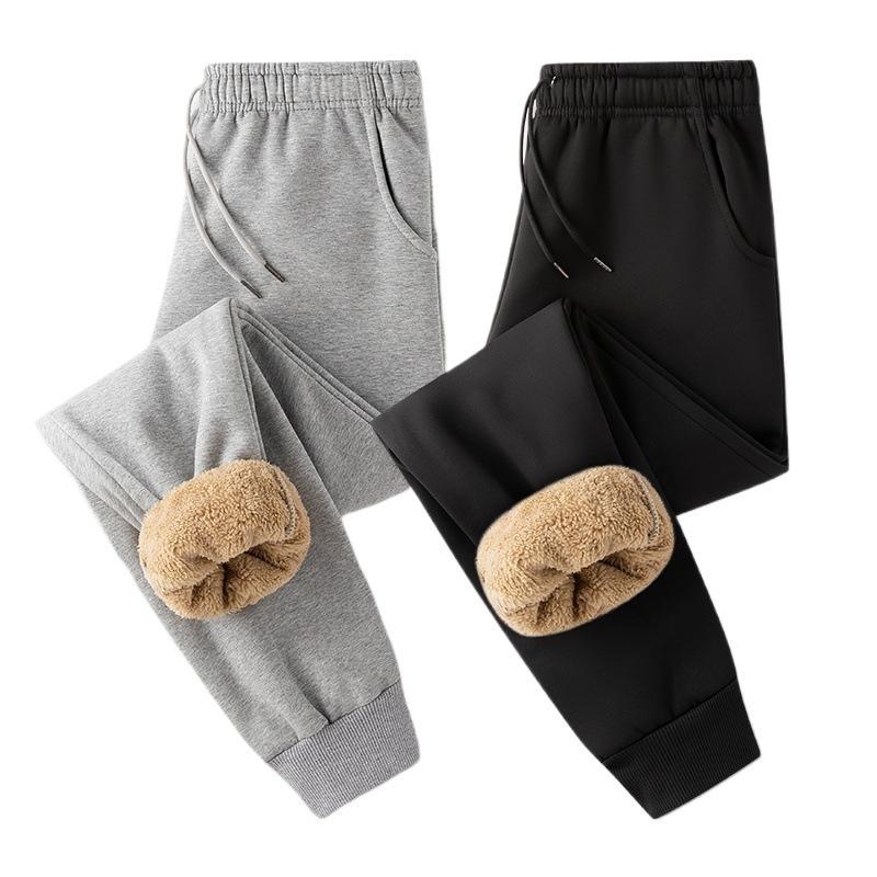 Winter Lamb Wool Thick Pants for Men, Winter Wool Thick Sanitary Pants for Men, Sports Leg Tied Men's Casual Pants