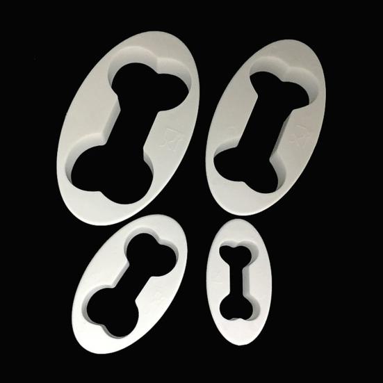 4 Pcs Dog Bone Cake Stencil Decorating Fondant Cookie Cutter DIY Molds Tool