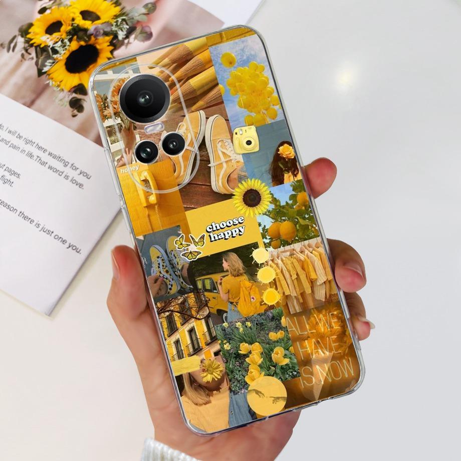 For Oppo Reno10 Pro Case Reno 10 5G Cover Soft TPU Black Silcione Bumper Coque For Reno 10pro Global Funads Women Fashion Print