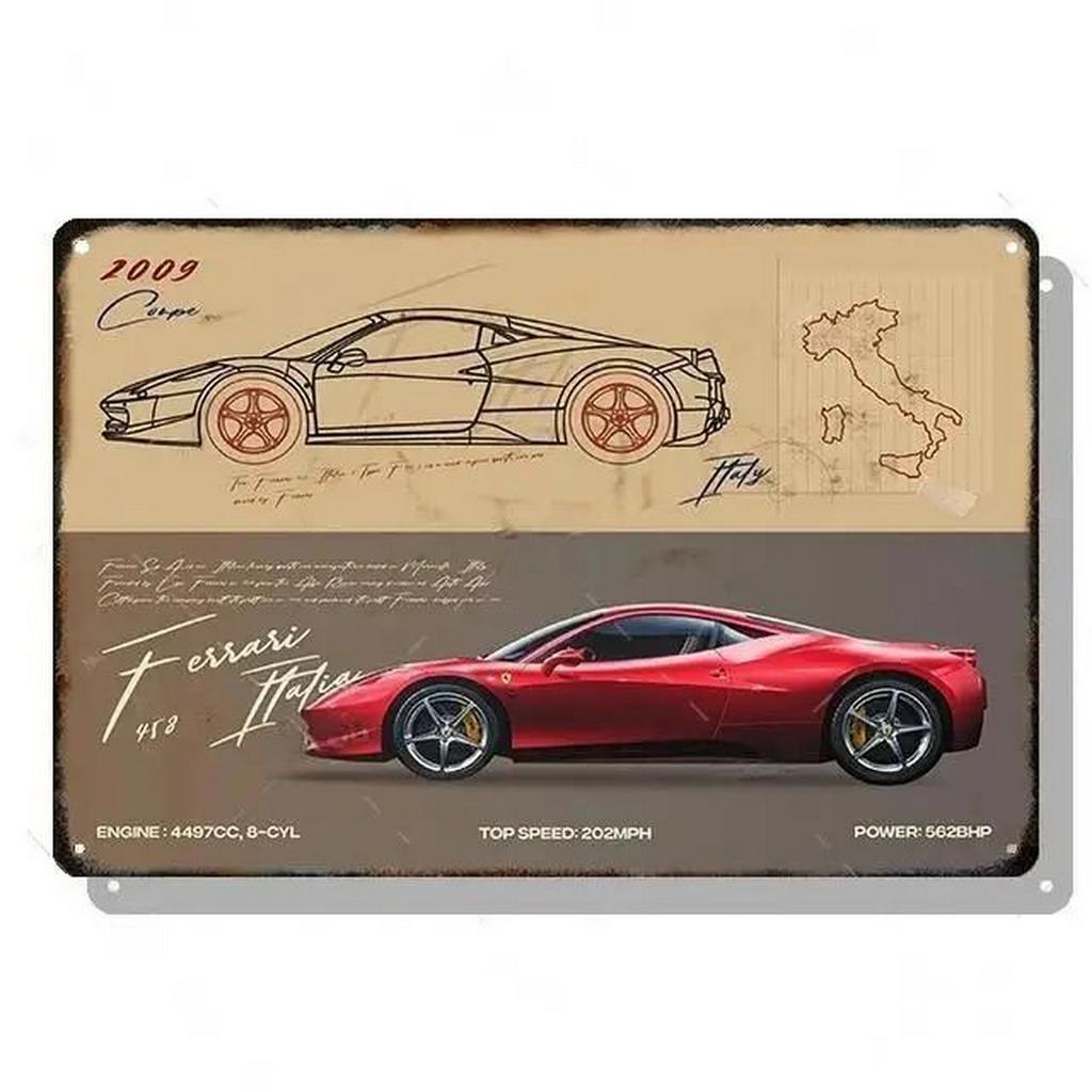 Металлические жестяные таблички Плакат Классические автомобили Настенное украшение Винтажные художественные постеры Жестяная картина для мужской пещеры Дома Кафе Игровой комнаты Клуба Бара