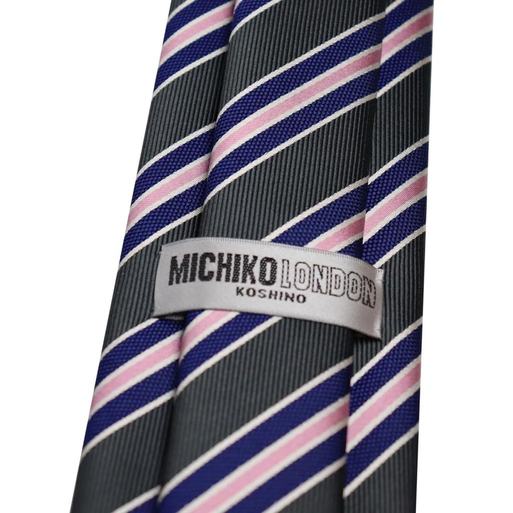 [Michiko London] Не мнется, склеенная ткань с подкладкой для дополнительного объема.. Сделано в японии. Галстук марки KOSHINO. Полосатый узор. 100% шелк. Унисекс.