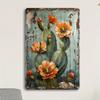 Vintage Cactus And Wild Prairie Rose Metal Wall Art -  Plant Decor Sign, Suitable for Home And Office, Easy To Install, Perfe