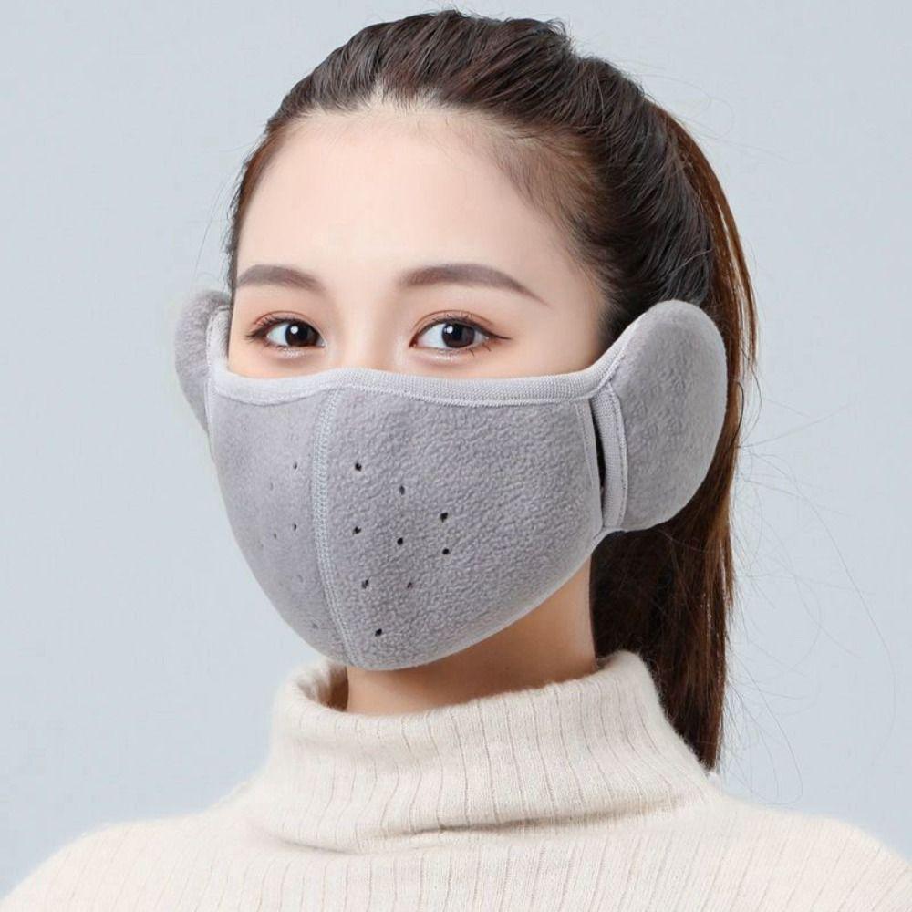 Fleece Earmuffs Mask Thermal Half Face Mask Breathable Earflap Wrap Mask  Riding