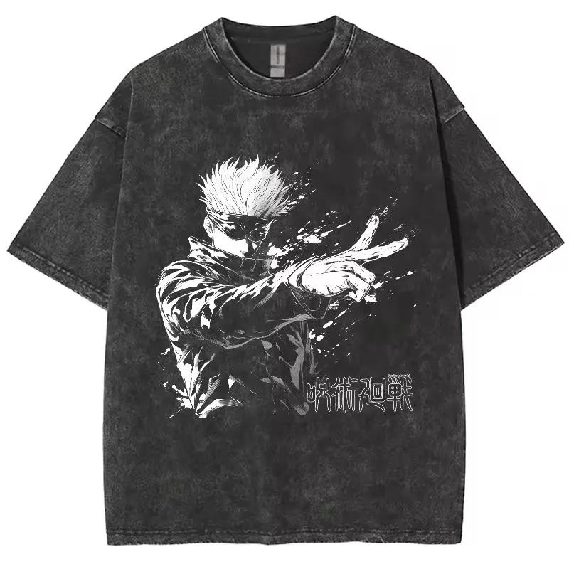 Unisex Anime Jujutsu Kaisen Gojo Satoru T Shirts Washed Men Women 100Cotton T-Shirts High Quality Retro for Men Women Tops Tees
