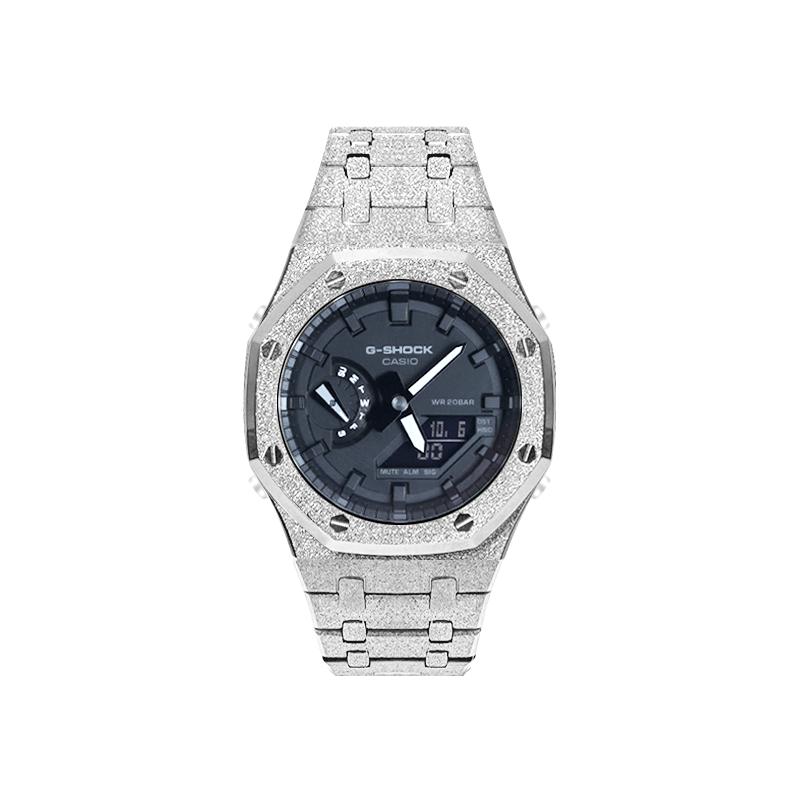 Casio Мужские часы с двойным дисплеем (жидкокристаллический/аналоговый) Серия Черные часы GA-2100-7A-
